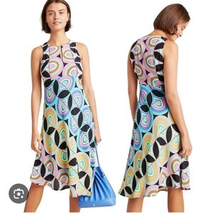 Anthropologie Sz 8 Mod Abstract Rainbow Print Maxi Dress NEW